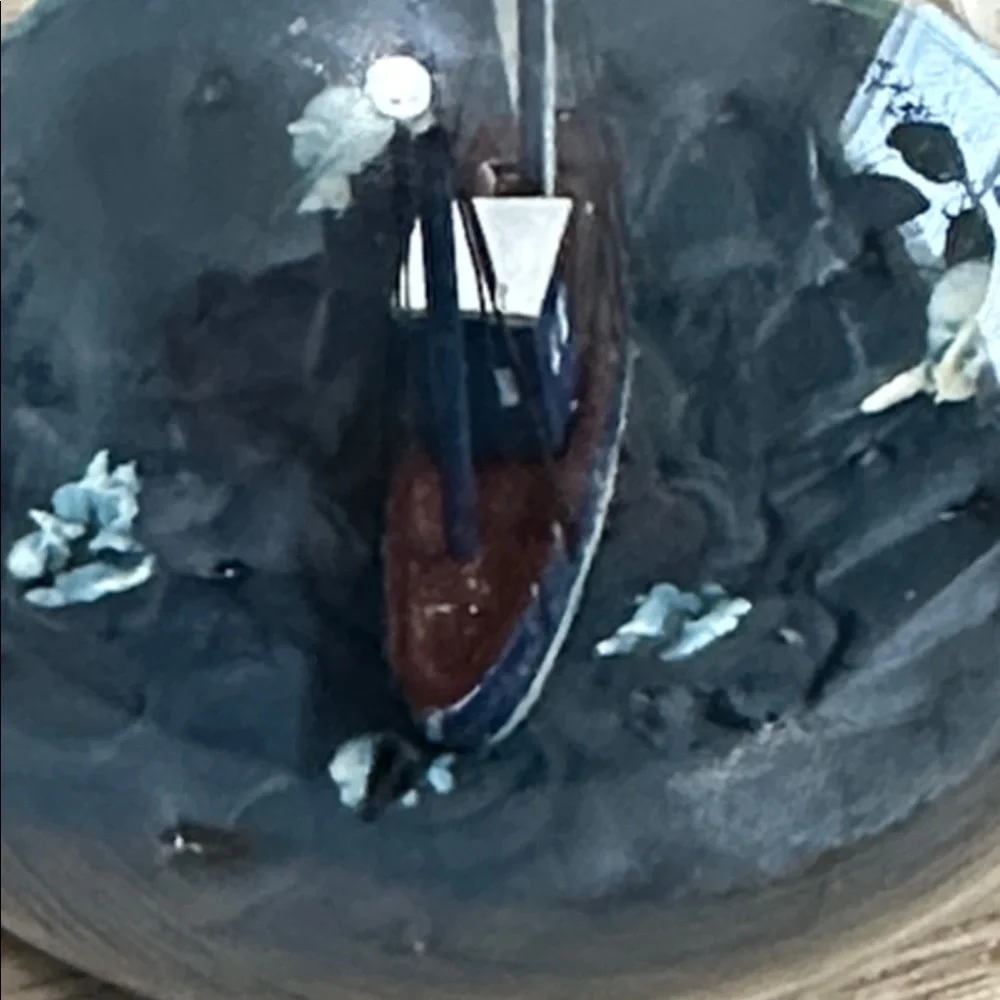 Crate & Barrel Ship-In-A-Bottle Glass Christmas Ornament Nautical